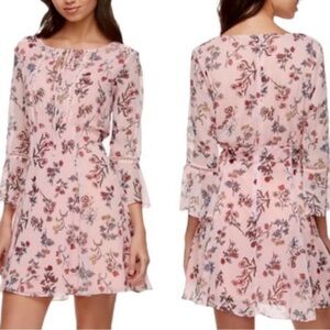 𝅺DISNEY Beauty and The Beast Midi DressSize Medium Floral Pink Sheer Bell…